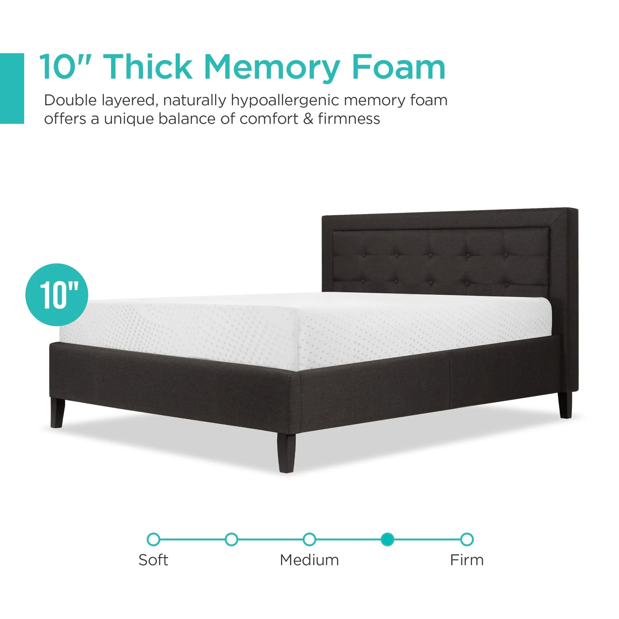 10in Dual Layered Memory Foam Mattress w/ CertiPUR-US Certified Foam