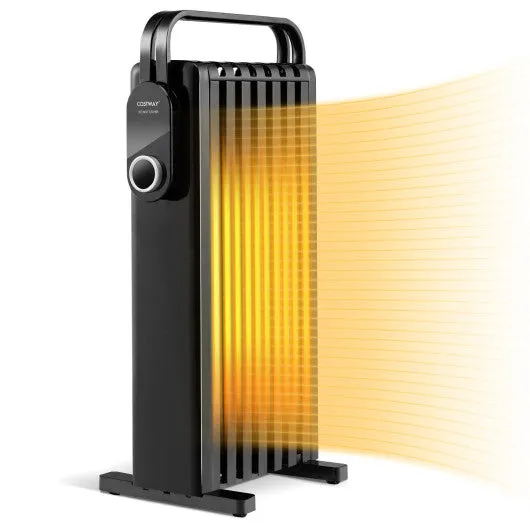 1500W Electric Space Heater Oil Filled Radiator Heater with Foldable Rack-Black