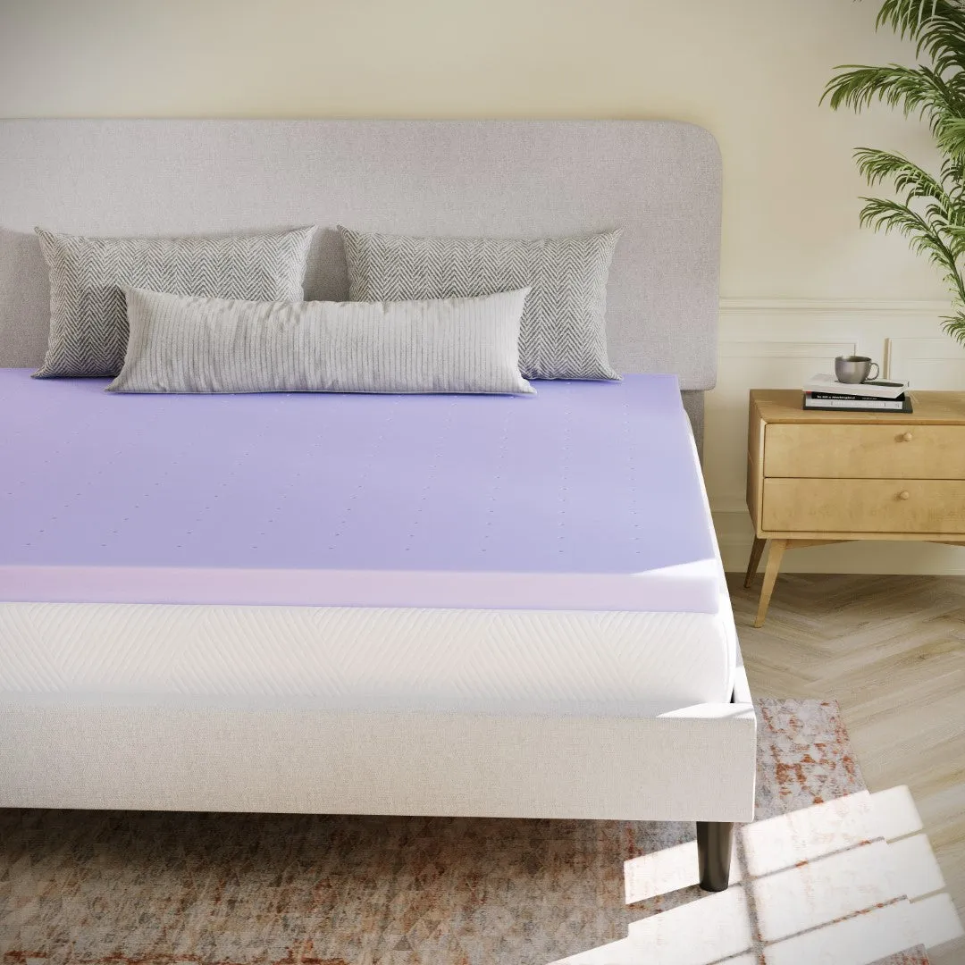 3 Inch Lavender Infused King Memory Foam Mattress Topper with Ventilated Design and CertiPUR-US Certified Foam