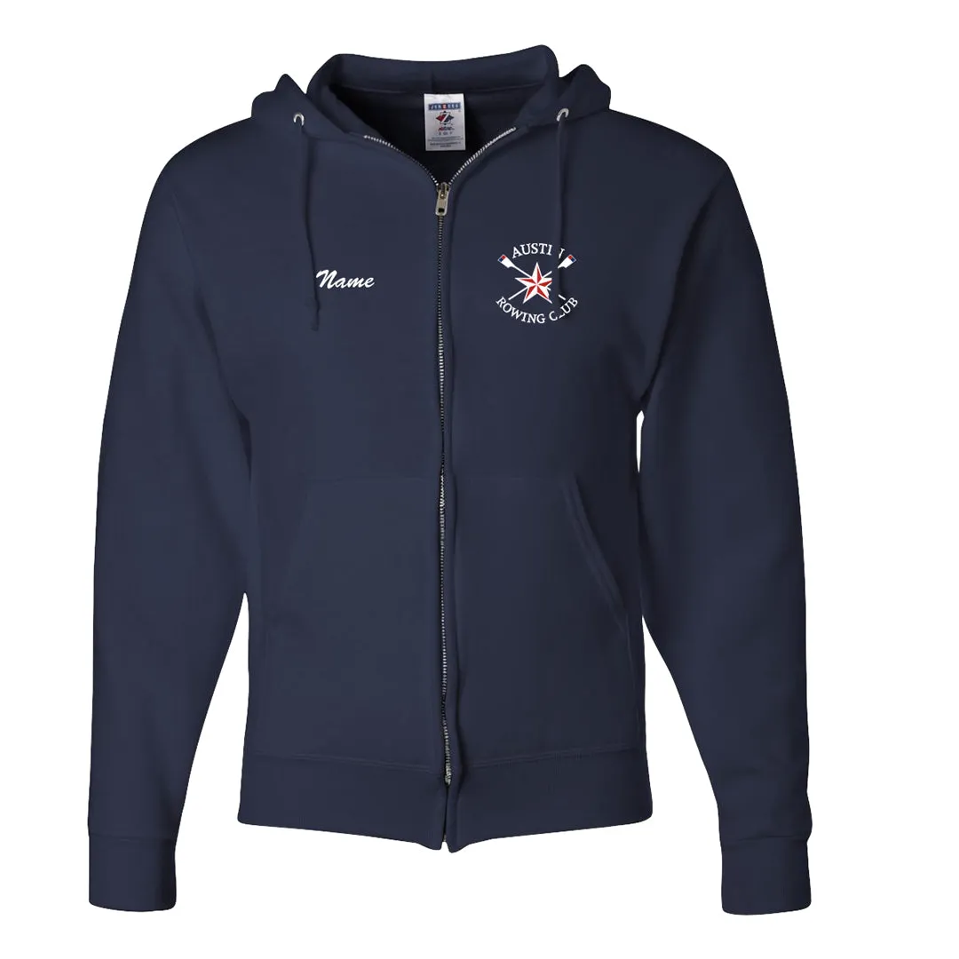 50/50 Hooded Austin Rowing Club Full Zipper Sweatshirt (embroidered)