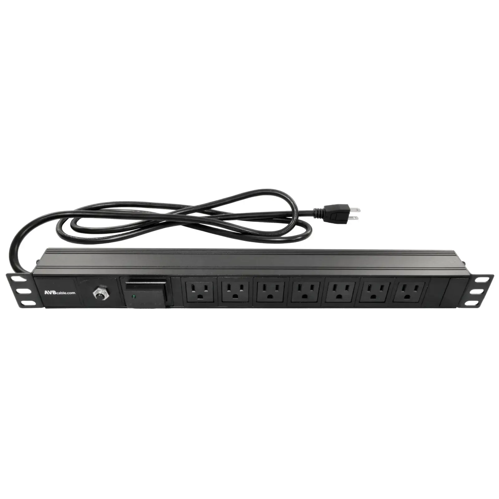 7 Outlet 15A Rack Mount Power Surge Protector 2 Fronted Mount w/ 6FT Power Cord Rack Black