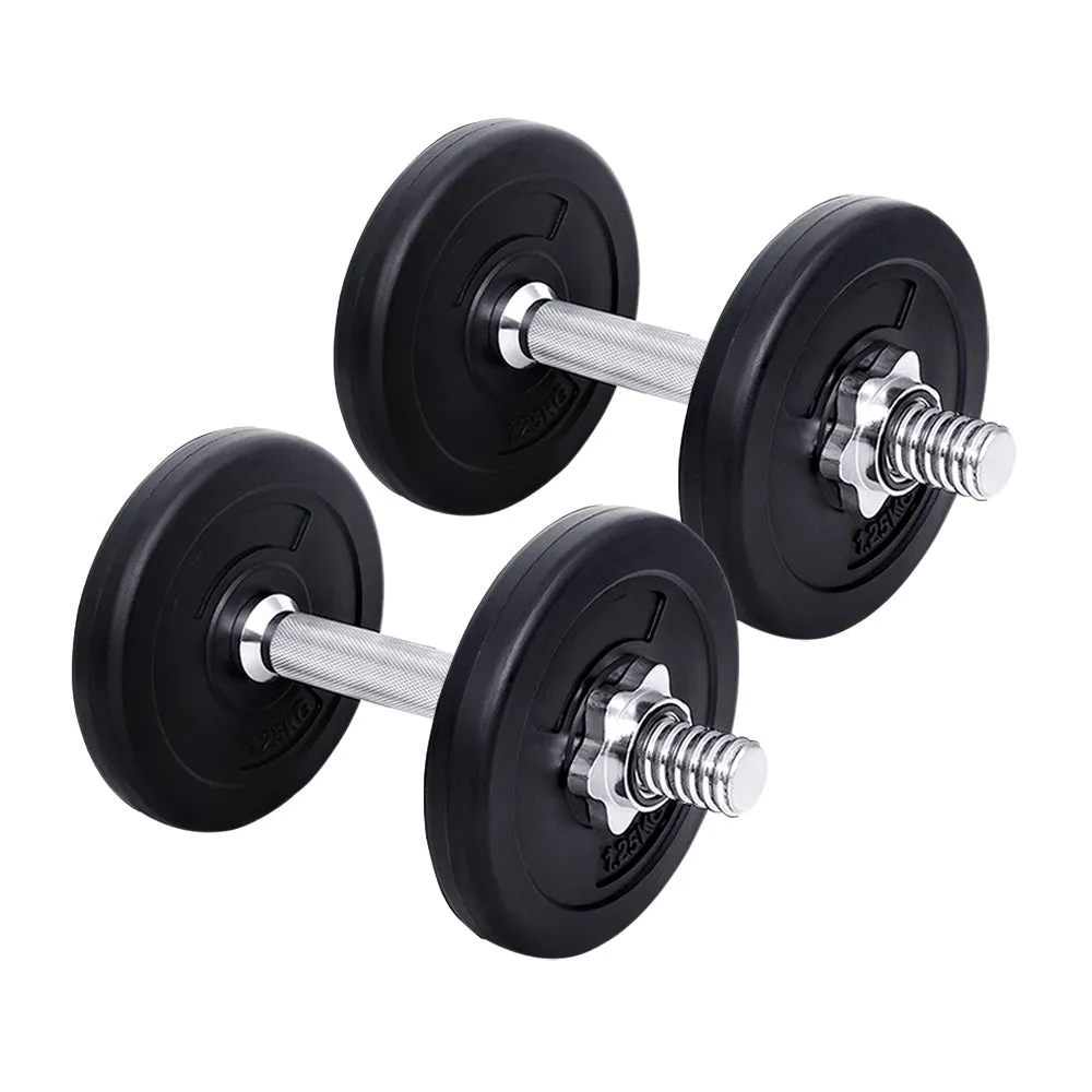 Adjustable 10kg Dumbbell Set, Non-Slip Steel Bar - Everfit