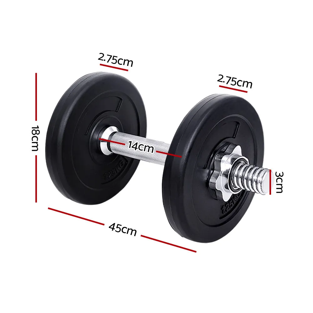 Adjustable 10kg Dumbbell Set, Non-Slip Steel Bar - Everfit