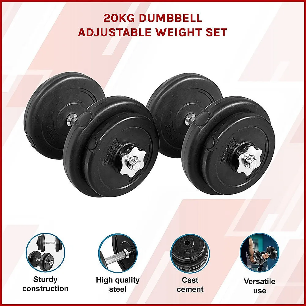 Adjustable 20KG Dumbbell Weight Set, Non-Slip, Steel