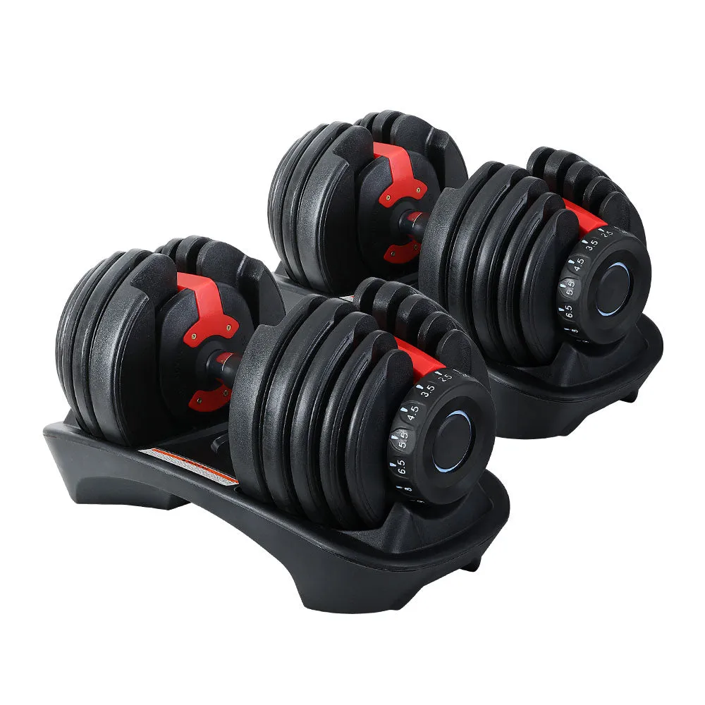 Adjustable 24kg Dumbbells with Non-slip Handle Set - Everfit