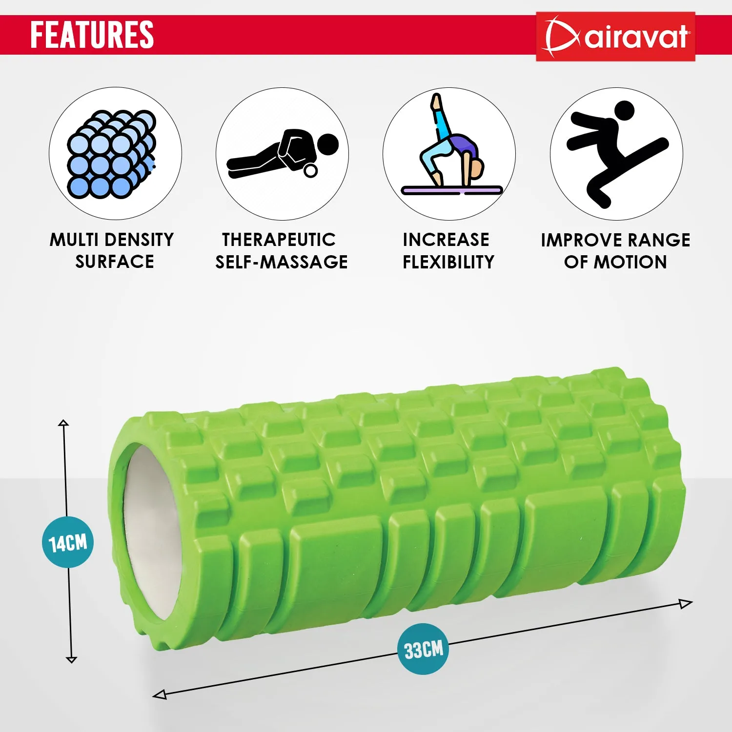 AIRAVAT FOAM ROLLER HOLLOW 33CM