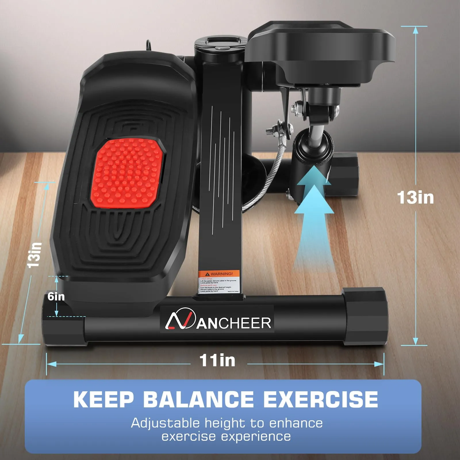 ANCHEER Steppers for Exercise at Home, Stepper with Resistance Bands, Hydraulic Mini Stepper with LCD Monitor, Full Body Cardio