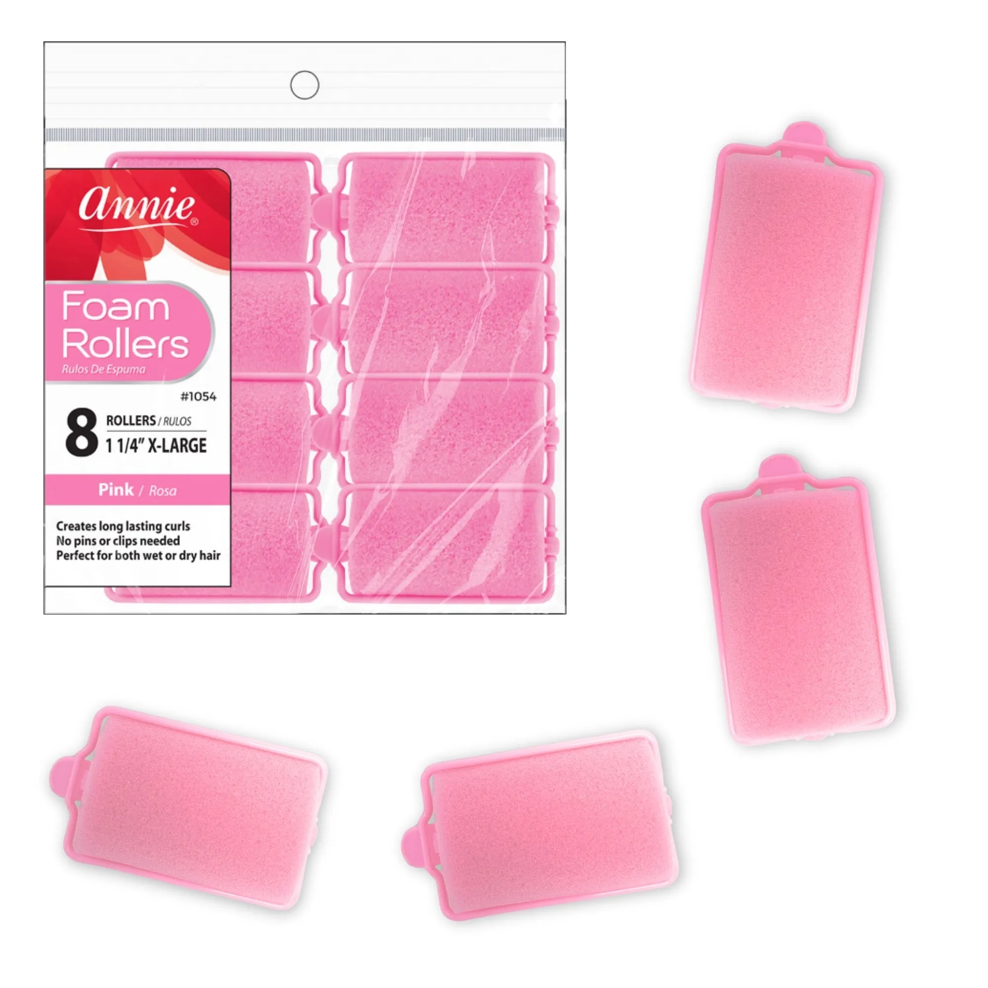 Annie Foam Rollers X-Large 8Ct Pink