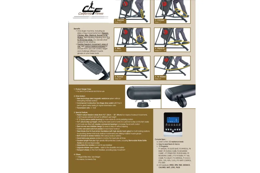 California Fitness AM3 Adaptive Motion Elliptical (DEMO)  (🎉NEW YEAR'S SALE)