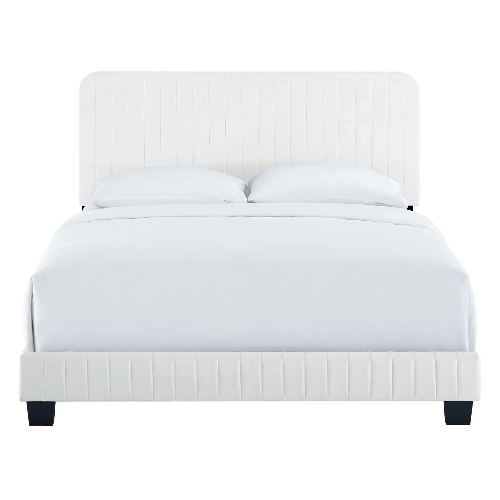 Celine Channel Tufted Performance Velvet Full Bed White MOD-6331-WHI