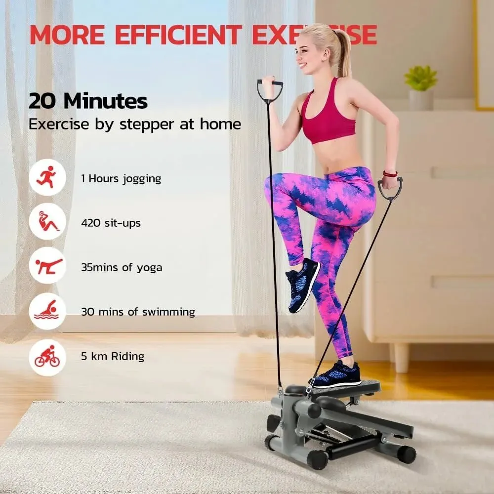 Compact Mini Stepper with Resistance Bands – Full Body Cardio, 330lbs Capacity