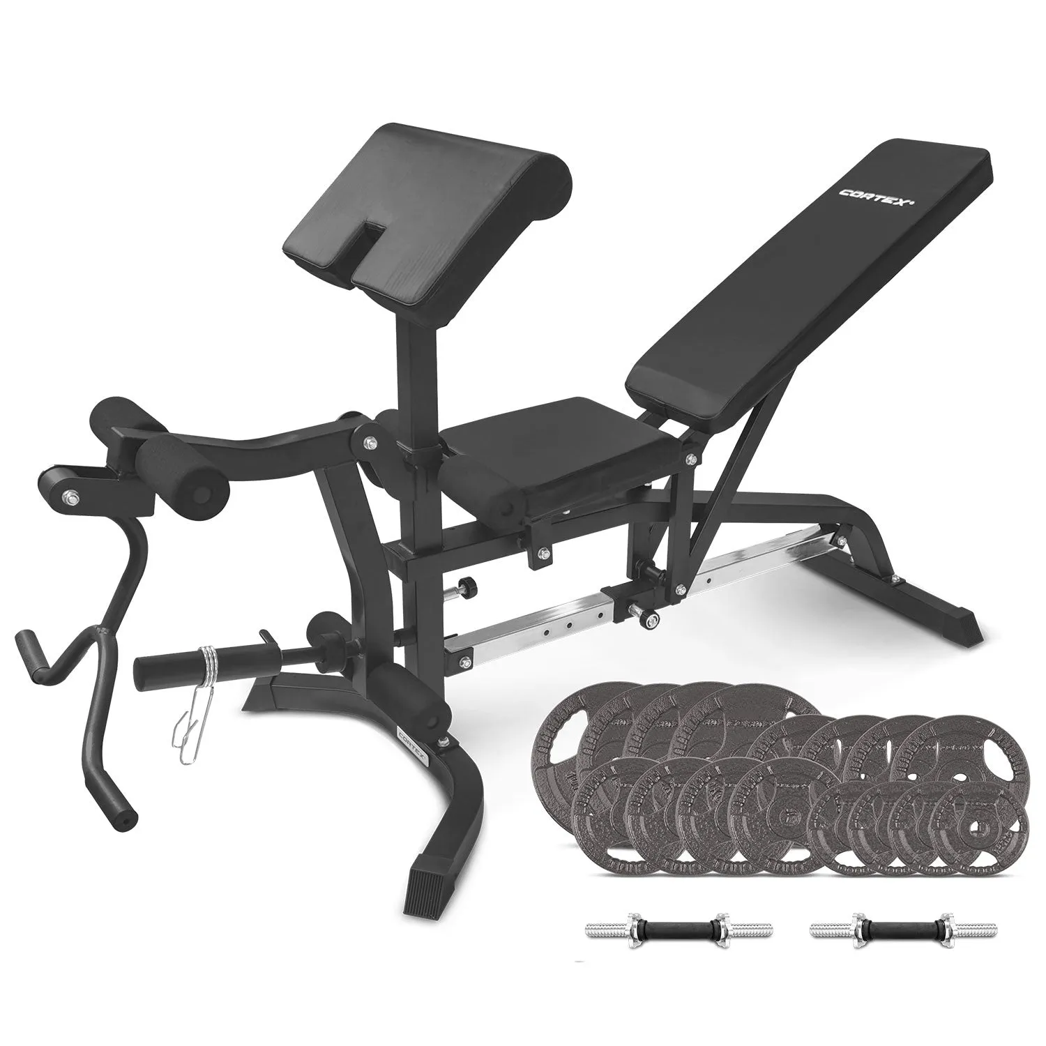 CORTEX BN-11 Exercise FID Bench   79kg Standard Tri-Grip Weight Plate and Dumbbell Package