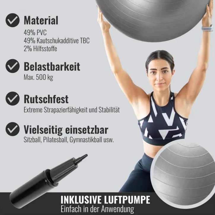 Gym Ball Fitness Ball 65cm - Grey