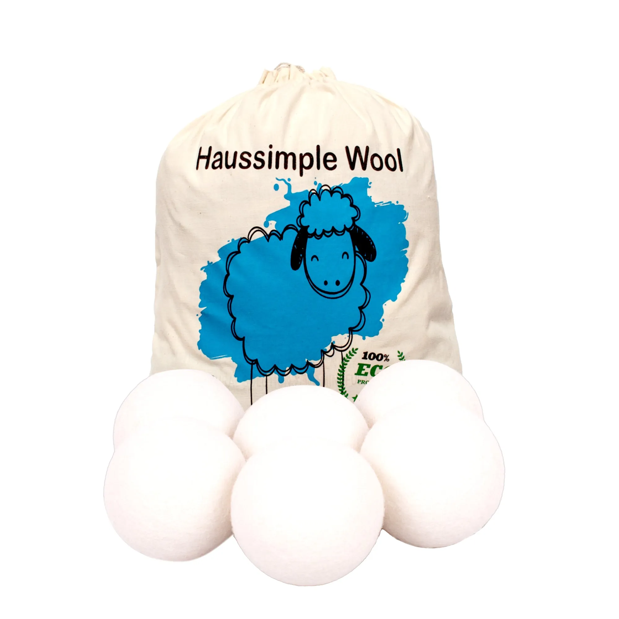 Haussimple Wool Dryer Balls Plain White 6-Count