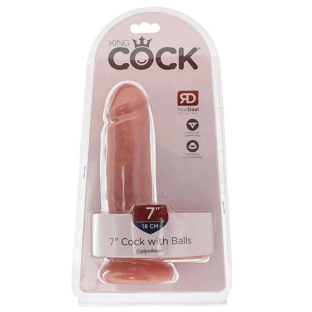 King Cock 7 Inch Cock with Balls in Flesh