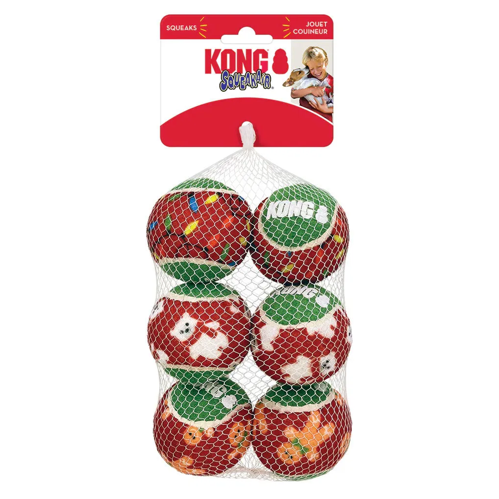 KONG Holiday Print SqueakAir Balls 6 Pack