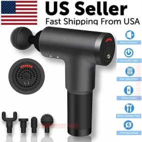 Massage Gun Percussion Massager Deep Tissue Muscle Vibrating Relaxing   4 Heads