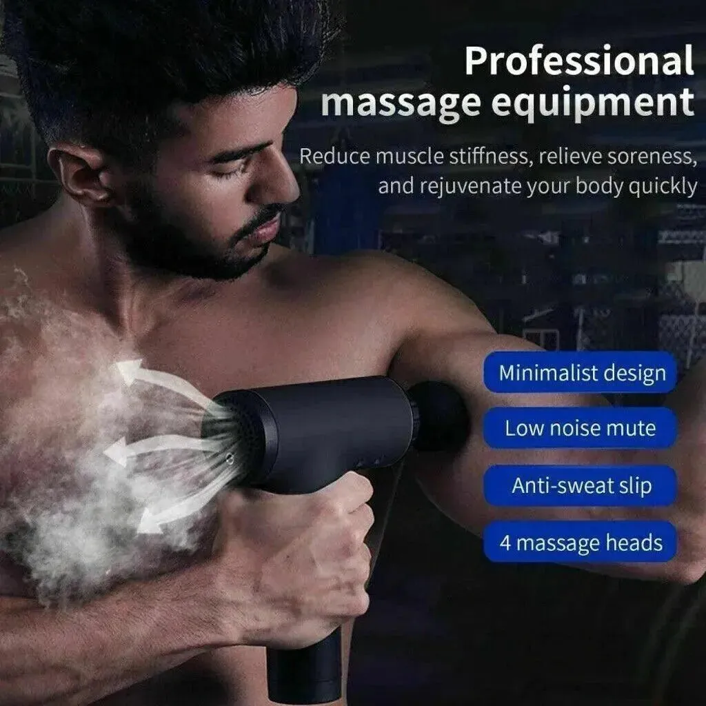 Massage Gun Percussion Massager Deep Tissue Muscle Vibrating Relaxing   4 Heads