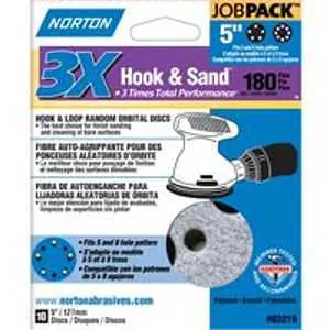 Norton 03219 Sanding Disc, 5 in Dia, 11/16 in Arbor, Coated, P180 Grit, Fine, Alumina Ceramic Abrasive, Paper Backing :PK 10: QUANTITY: 1