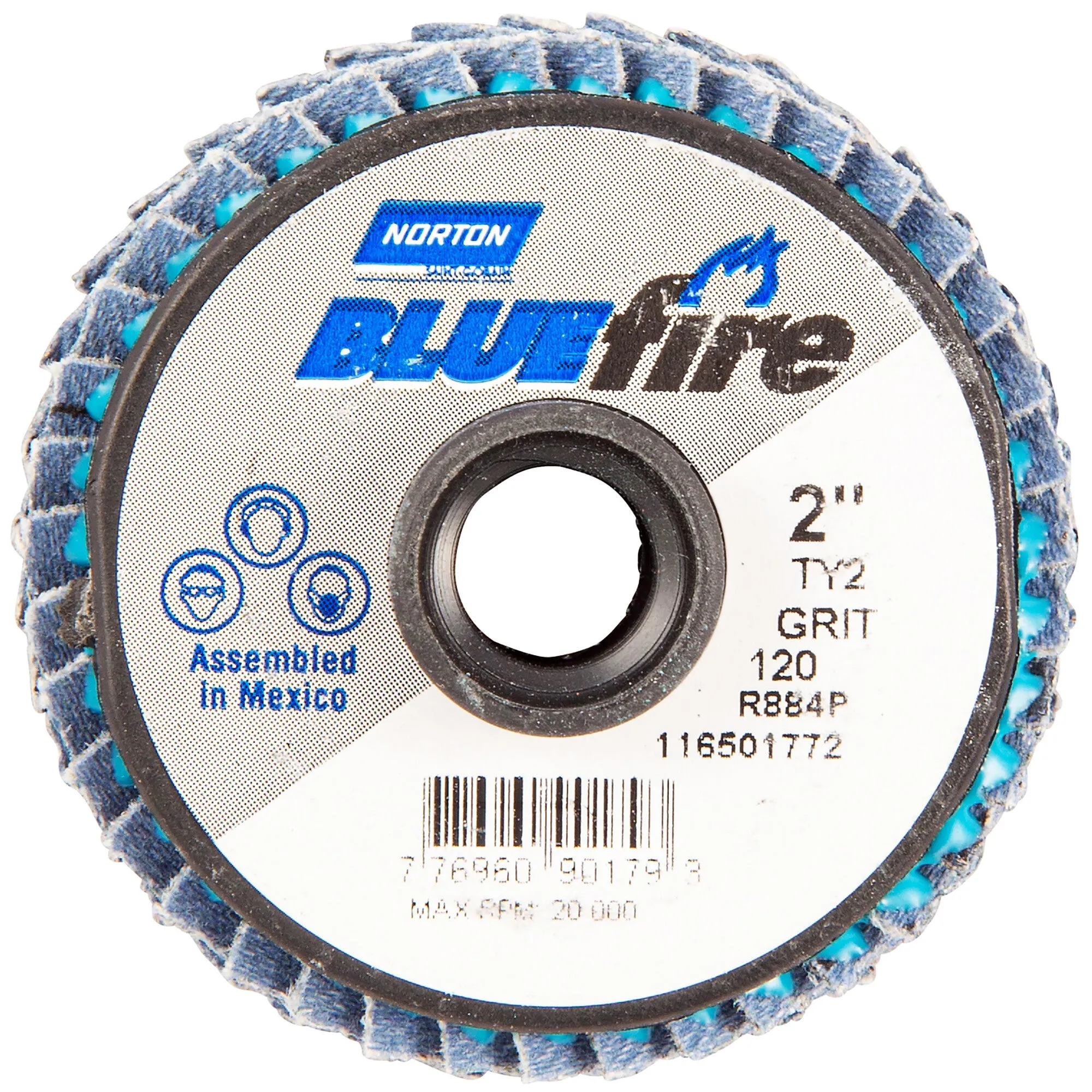 Norton 2 In. BlueFire Plastic Flat Mini Flap Disc Type II T27 P120 Grit R884P2 ZA 10 Count