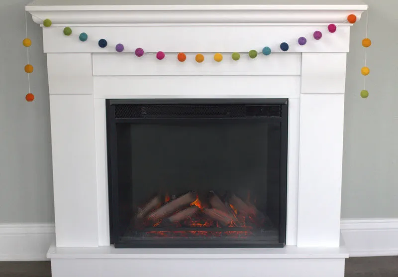 Rainbow Felt Ball Garland- Ombre Bright Colors