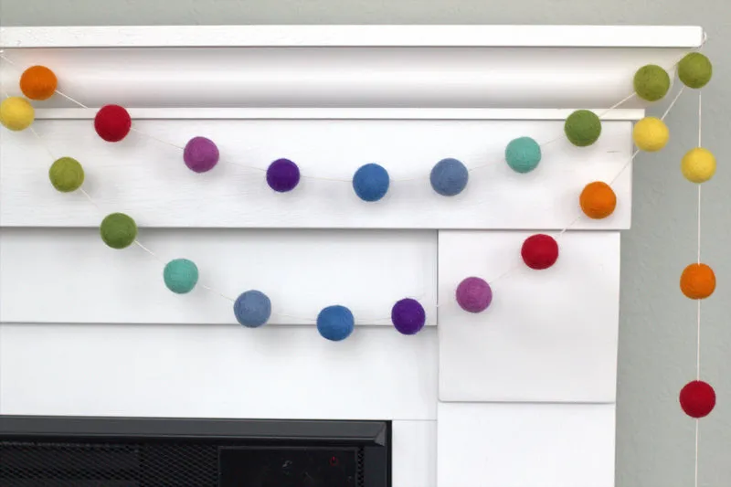 Rainbow Felt Ball Garland