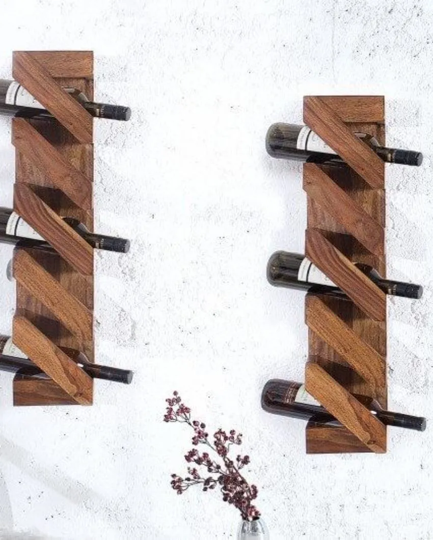 Sheesham Wood Wine Wall Rack