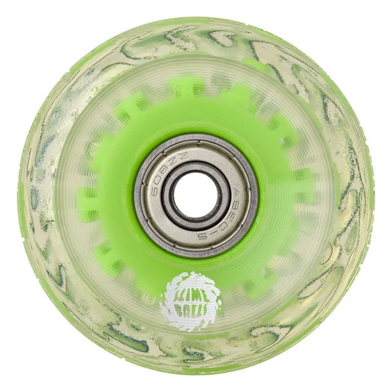 Slime Balls 60mm 78a Light Ups w/GREEN LED and bearings OG Slime Skateboard Wheels 4pk