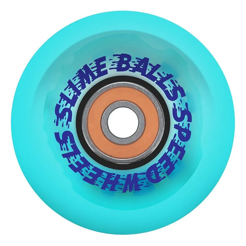 Slime Balls 66mm 78a Chrome Light Ups OG Slime Trans Blue Skateboard Wheels 4pk