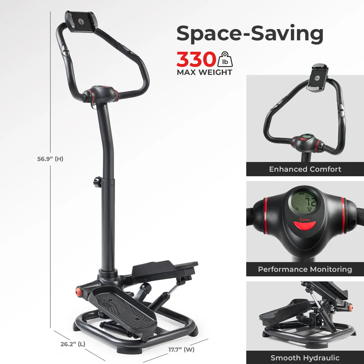 Smart Heavy Duty Power Stepper with Handlebar and Resistance Bands