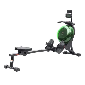 Sunny Health & Fitness Hydro   Dual Resistance Smart Magnetic Water Rowing Machine in Green- SF-RW522017GRN