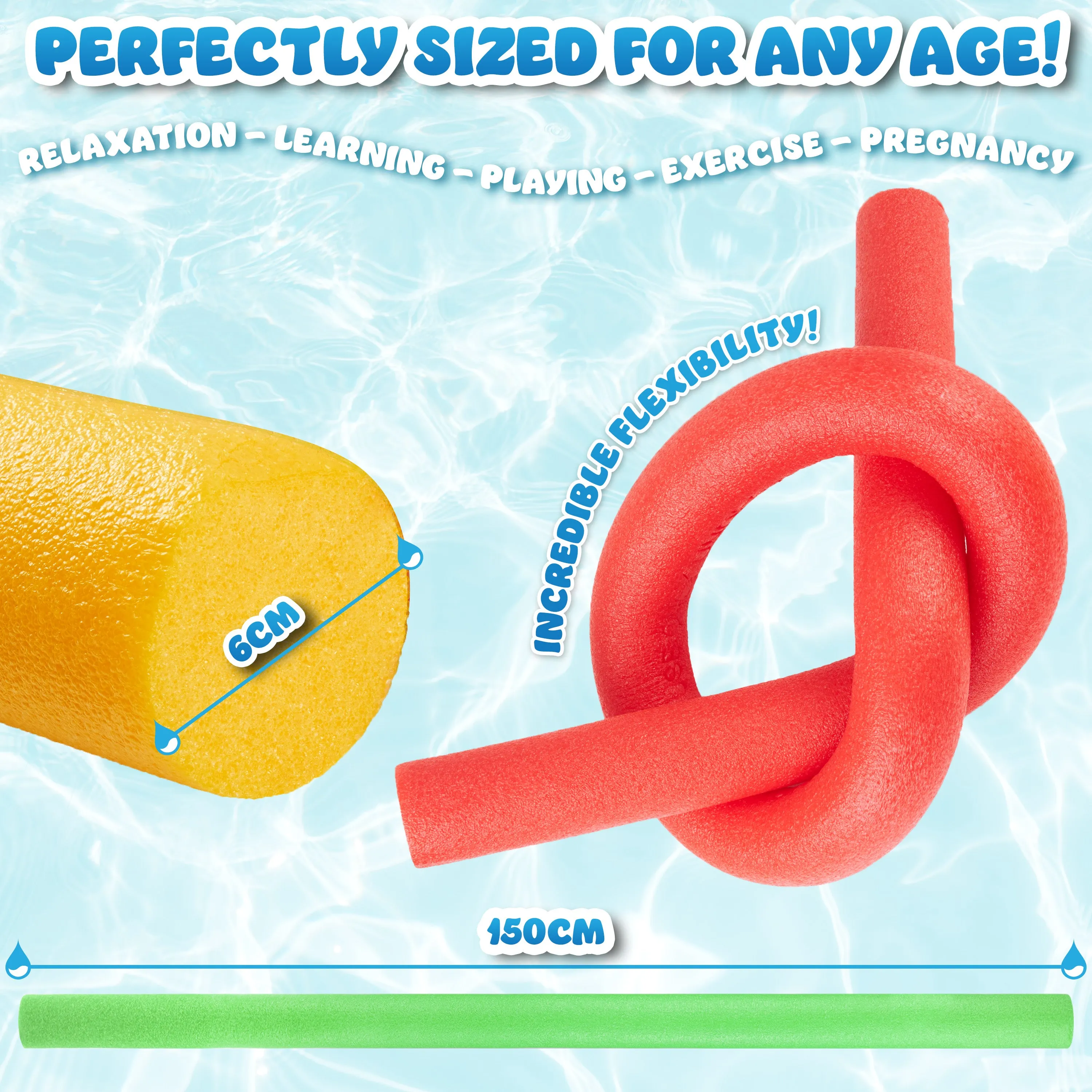 Swimming Pool Noodle for Kids and Adults -Pack of 1- Foam Swim Noodle Float Aid - Random Colour