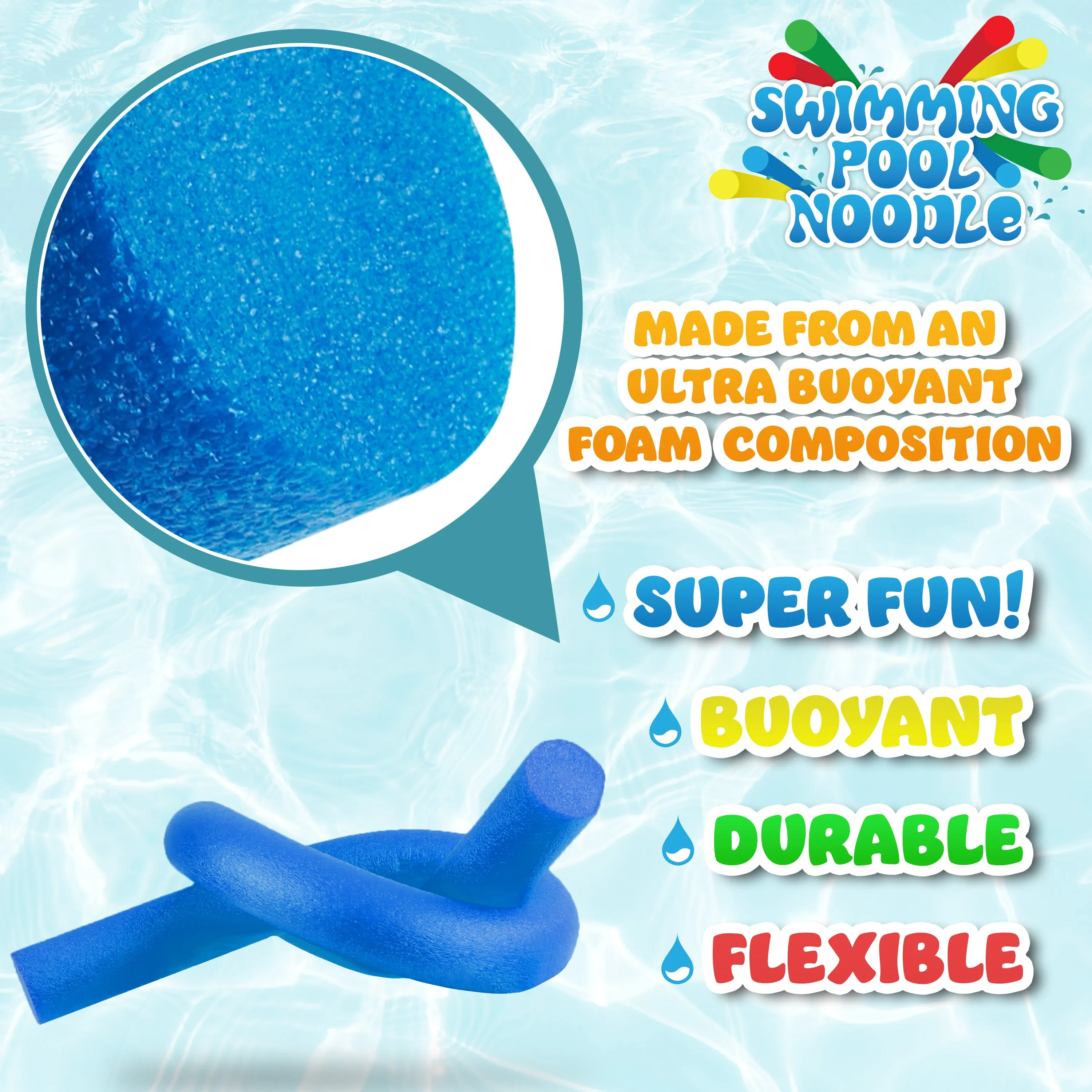 Swimming Pool Noodle for Kids and Adults -Pack of 1- Foam Swim Noodle Float Aid - Random Colour