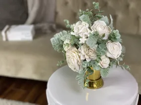 Sympathy - Gold - White Sola Flower Arrangement