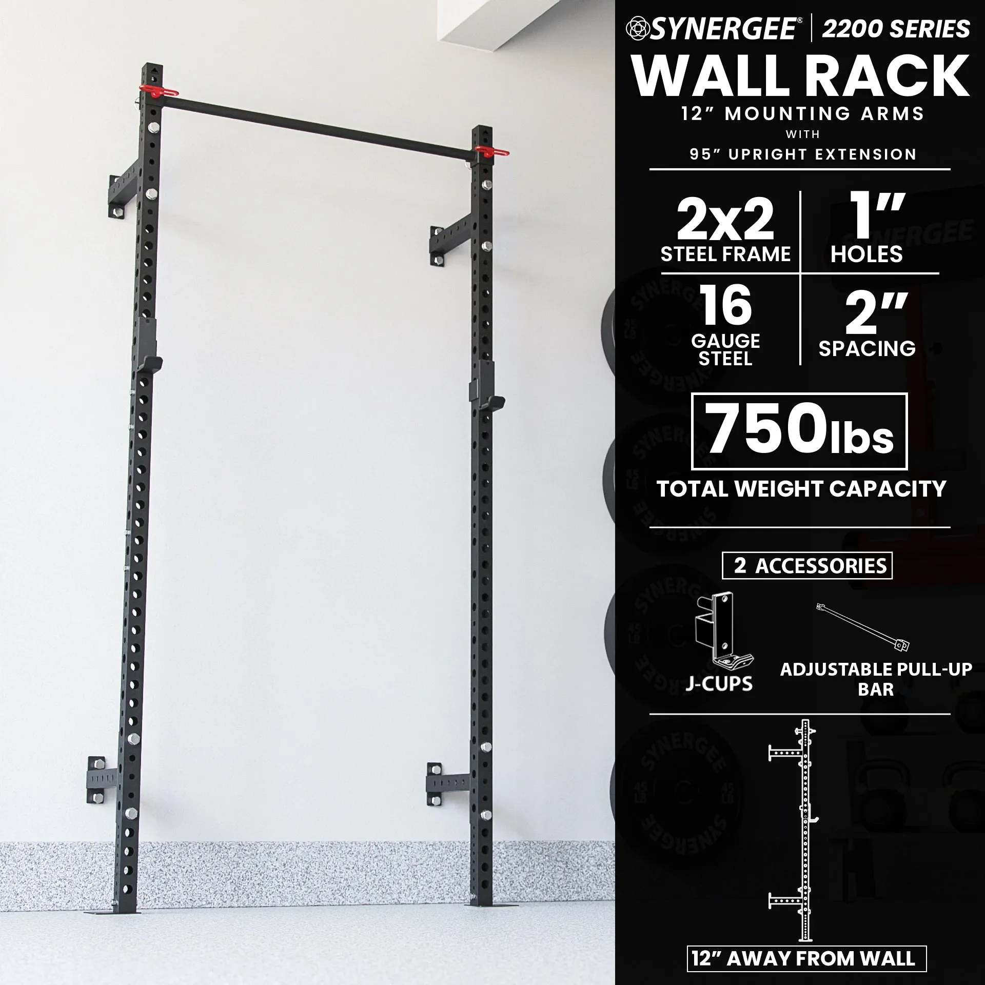 Synergee 2200 Series Wall Mounted Squat Rack