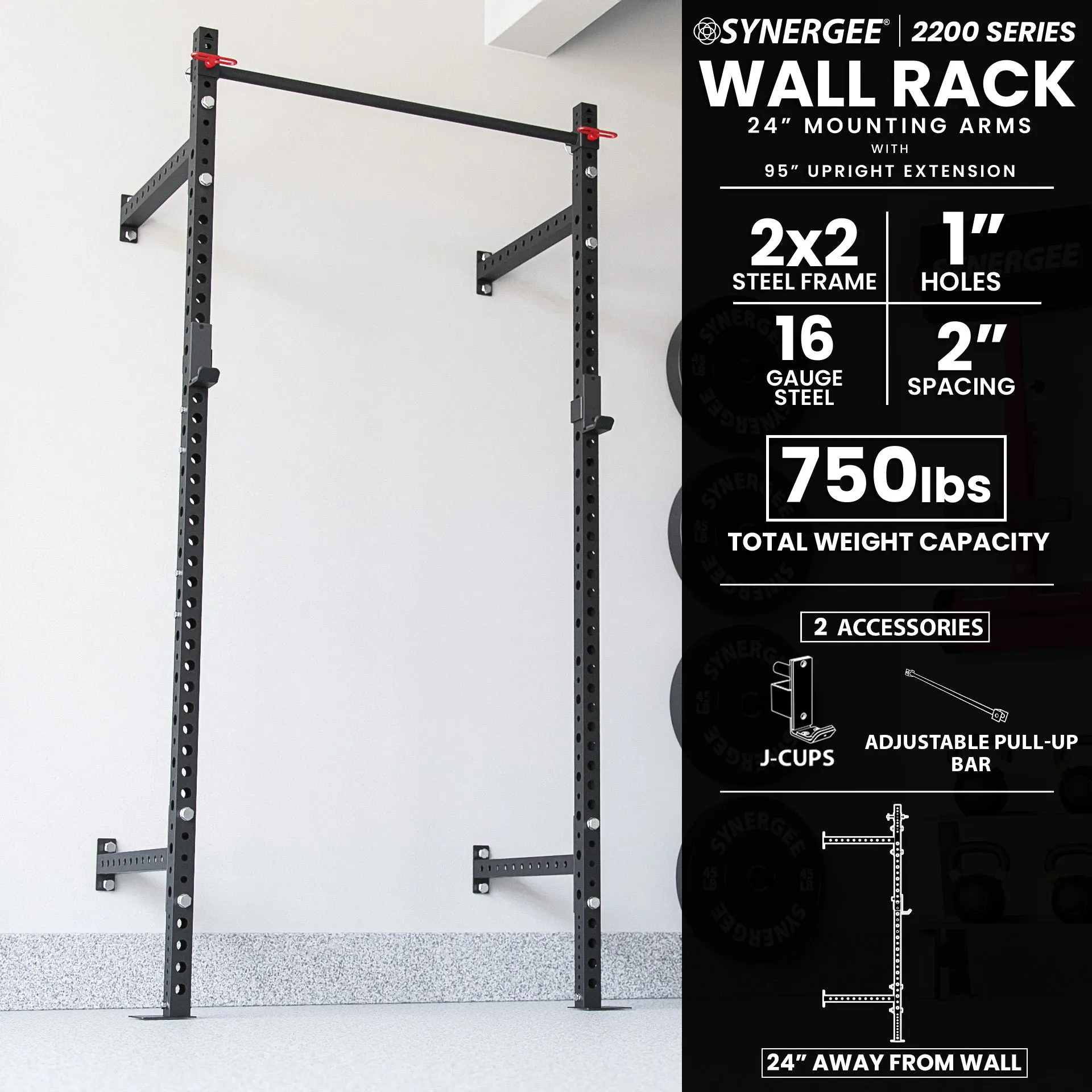 Synergee 2200 Series Wall Mounted Squat Rack