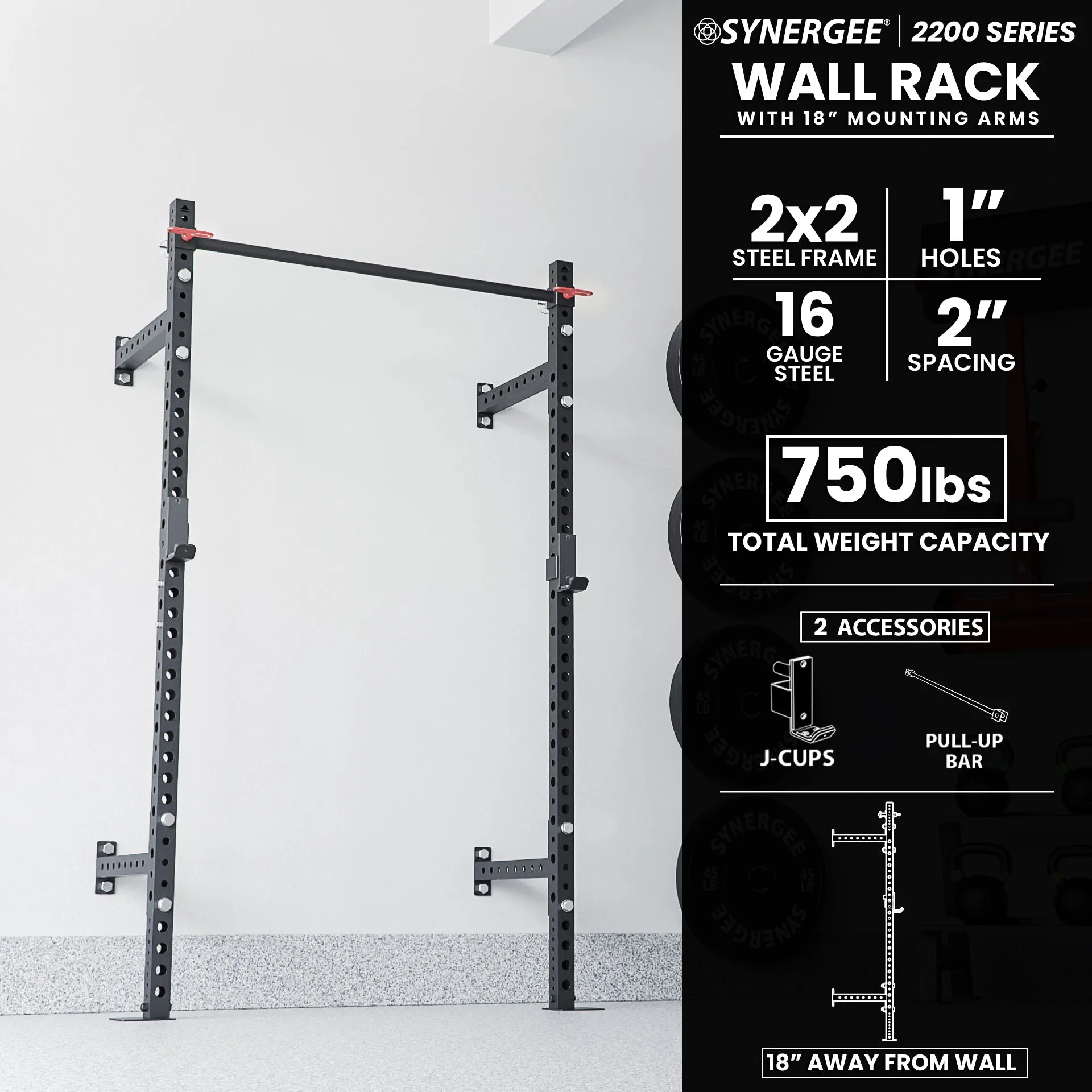 Synergee 2200 Series Wall Mounted Squat Rack