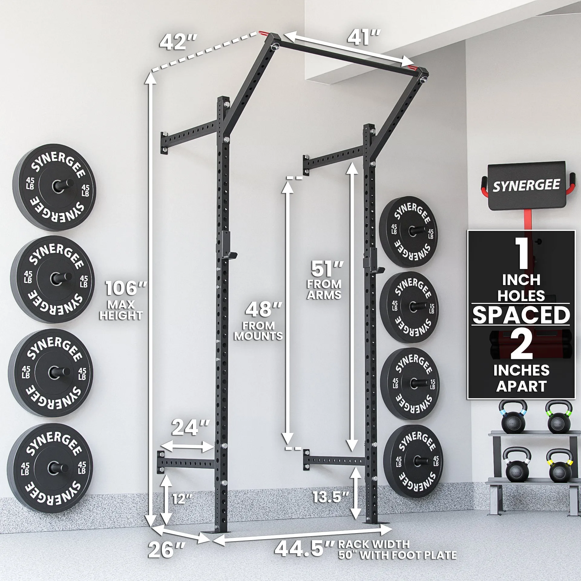 Synergee 2200 Series Wall Mounted Squat Rack