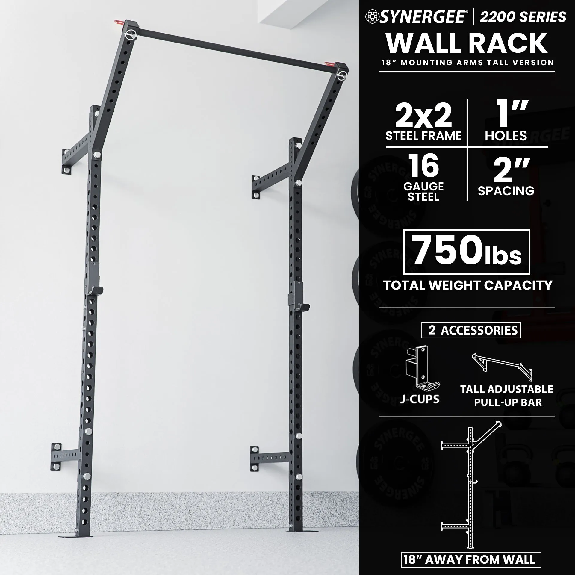 Synergee 2200 Series Wall Mounted Squat Rack