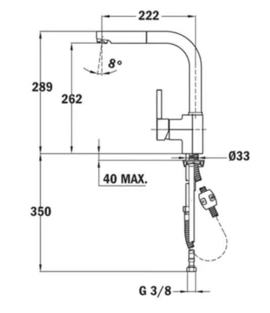 Teka ARK 938I Single Lever Kitchen Tap With Pull-out Shower