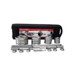 YORK Fitness 50kg  Dumbbell With Barbell Set (Chrome)